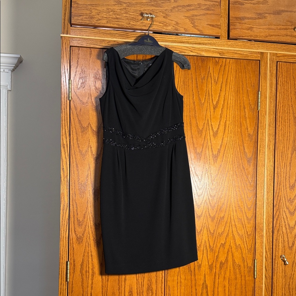 Brooks Brothers Black Midi Dress with Beaded Detail